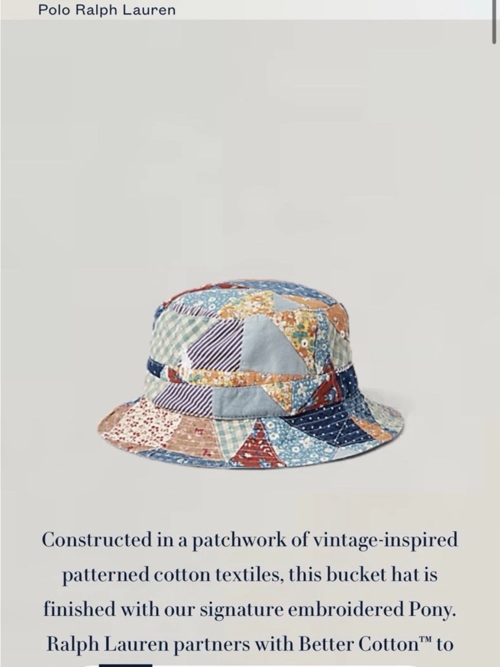 Ralph Lauren Reversible Bucket Hat in Light Blue and Red Patchwork